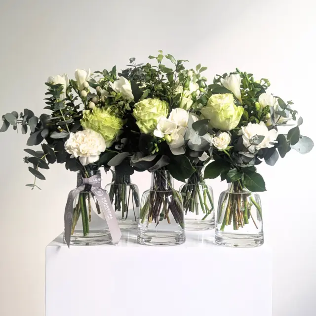 Set of White Flower Bottles