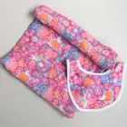 Raspberry Blossom Wrap & Bib Set