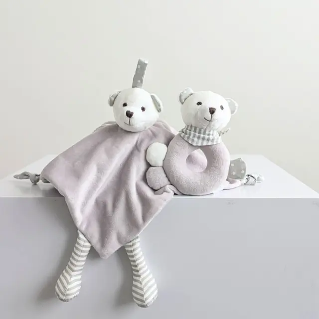 Pearsons Rattle & Comforter Soft Grey