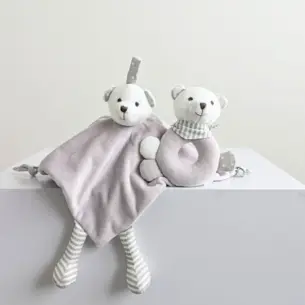 Pearsons Rattle & Comforter Soft Grey