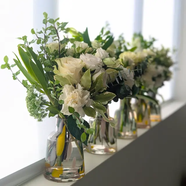 Set of White Flower Bottles