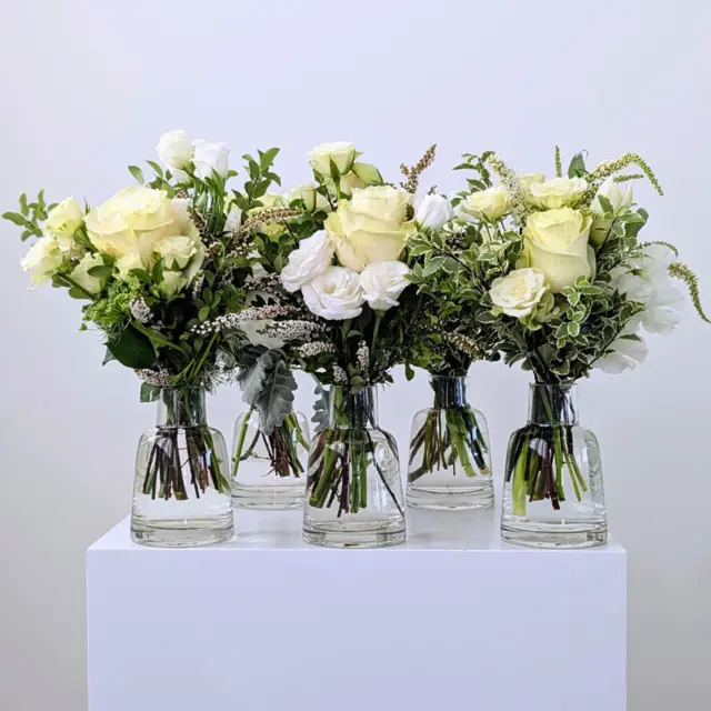 Set of White Flower Bottles