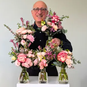 Set of Pastel Flower Bottles