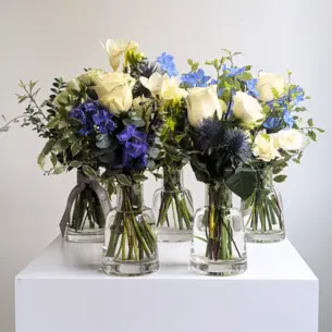 Set of Blue Touch Flower Bottles