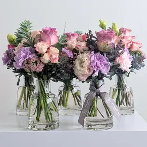 Set of Mauve Flower Bottles