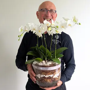 Medium White Orchid Glass Bowl