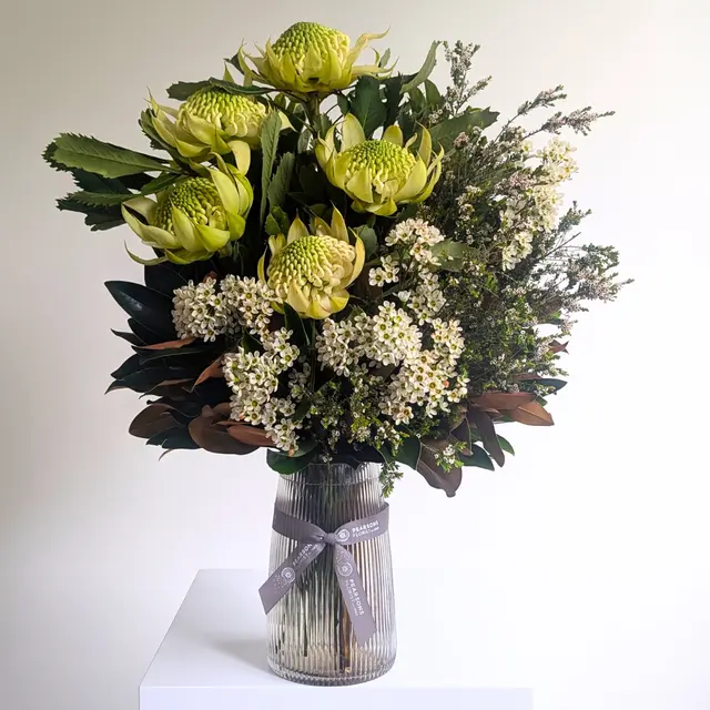 White Waratah Vase
