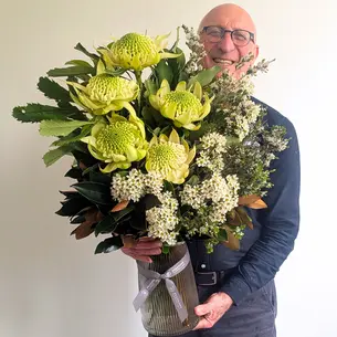 White Waratah Vase