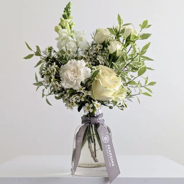 Set of White Flower Bottles