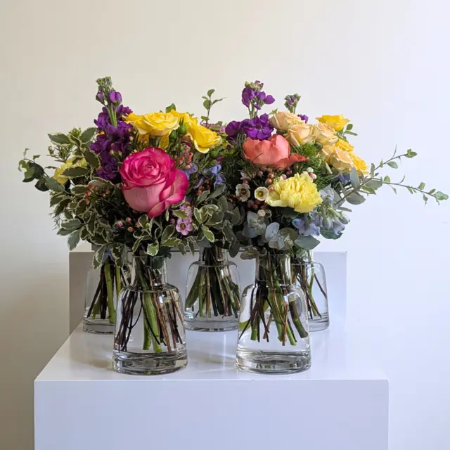 Set of Bright Flower Bottles