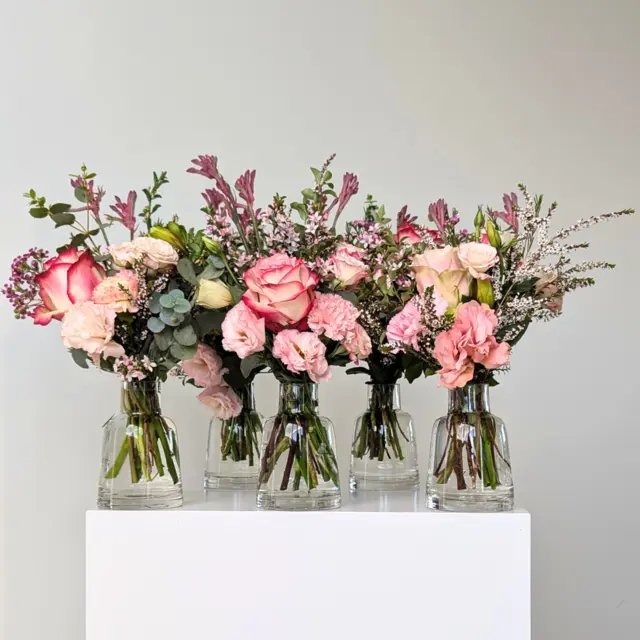 Set of Pastel Flower Bottles